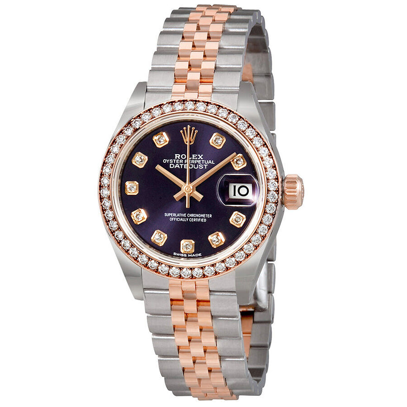Rolex Lady Datejust Aubergine Dial Diamond Automatic Watch #279381OBDJ - Watches of America
