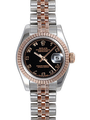 Rolex Lady Datejust 26 Black Dial Stainless Steel and 18K Everose Gold Jubilee Bracelet Automatic Watch #179171BKAJ - Watches of America