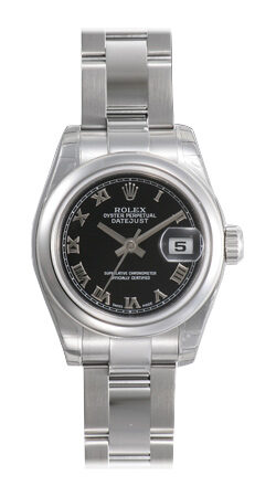 Rolex Lady Datejust 26 Black Dial Stainless Steel Oyster Bracelet Automatic Watch 179160BKRO#179160-BKRO - Watches of America