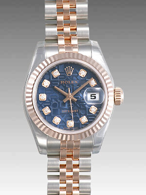 Rolex Lady Datejust 26 Blue Dial Stainless Steel and 18K Everose Gold Jubilee Bracelet Automatic Watch #179171BLJDJ - Watches of America