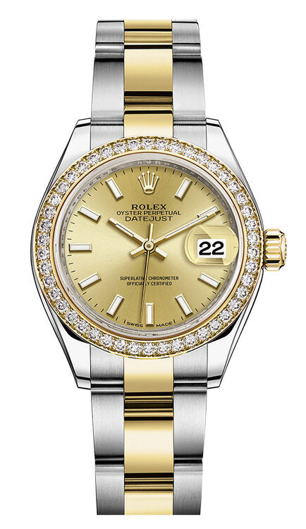 Rolex Lady Datejust Champagne Dial Diamond Bezel Automatic Watch #279383CSO - Watches of America