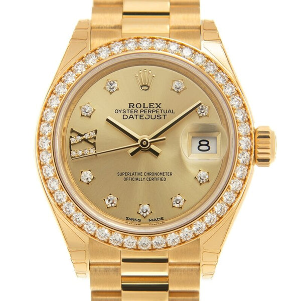 Rolex Lady-Datejust Champagne Diamond Dial Automatic Ladies 18 Carat Yellow Gold President Watch #279138RBCDP - Watches of America