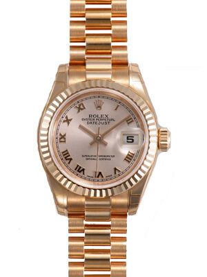 Rolex Lady-Datejust 26 Champagne Dial 18k Rose Gold President Automatic Ladies Watch #179175CRP - Watches of America