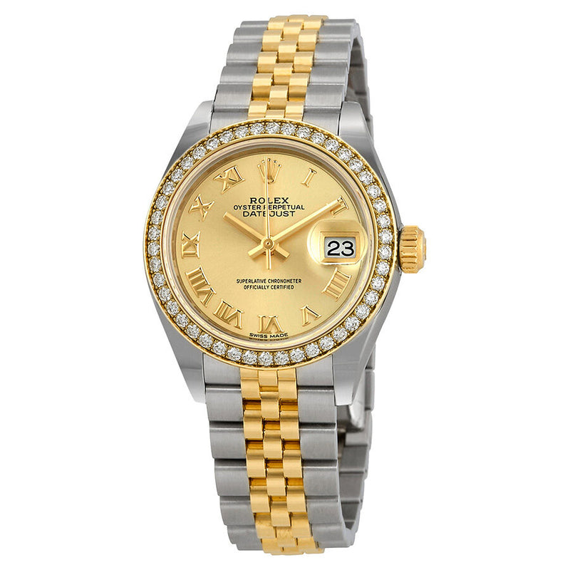 Rolex Lady Datejust Champagne Roman Dial Diamond Bezel Automatic Watch #279383CRJ - Watches of America