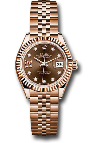 Rolex Lady Datejust Chocolate Diamond Dial 18K Everose Gold Watch #279175CHRDJ - Watches of America