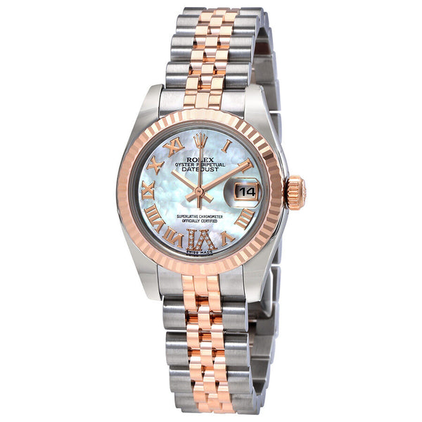 Rolex Lady Datejust Mother of Pearl Roman Numeral Diamond Dial Automatic Watch #179171MRDJ - Watches of America