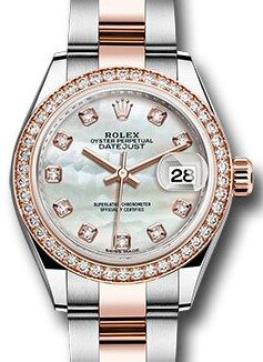 Rolex Lady Datejust Mother Of Pearl Steel And 18k Everose Gold Diamond Watch #279381MDO - Watches of America