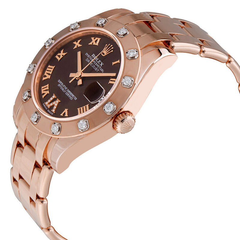 Rolex Lady-Datejust Pearlmaster Chocolate Dial 18K Everose Gold Automatic Ladies Watch #81315BRRDPM - Watches of America #2