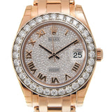 Rolex Lady-Datejust Pearlmaster Diamond Pave Dial 18K Everose Gold Automatic Ladies Watch #81285CDRPM - Watches of America