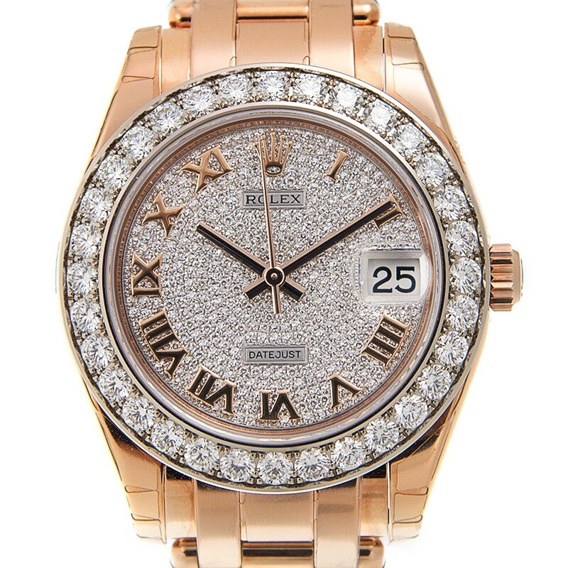 Rolex Lady-Datejust Pearlmaster Diamond Pave Dial 18K Everose Gold Automatic Ladies Watch #81285CDRPM - Watches of America