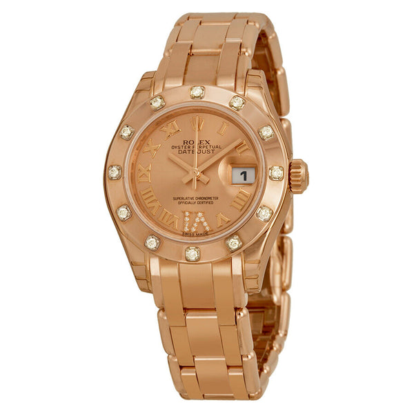 Rolex Lady-Datejust Pearlmaster Pink Dial 18K Everose Gold Automatic Ladies Watch #80315PKRDPM - Watches of America