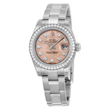 Rolex Lady Datejust Pink Gold Crystal Dial Stainless Steel Diamond Ladies Watch #17938PGCDO - Watches of America