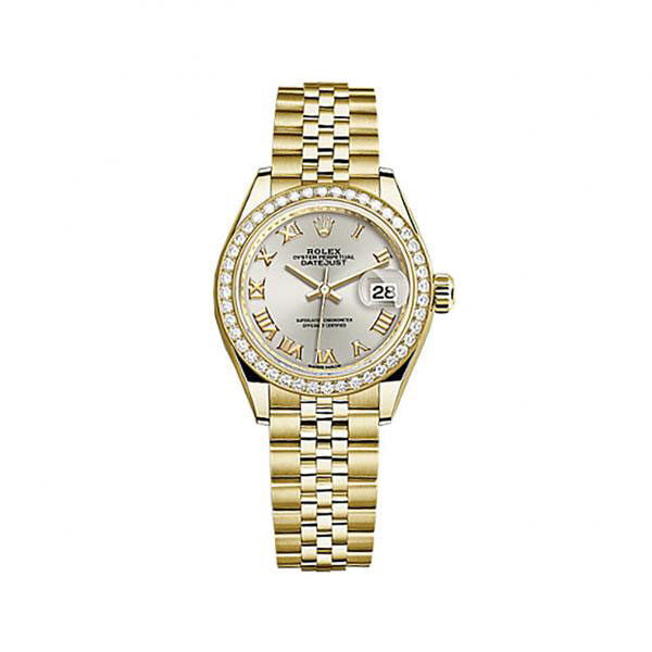 Rolex Lady-Datejust Silver Dial 18 Carat Yellow Gold Jubilee Watch #279138SRJ - Watches of America