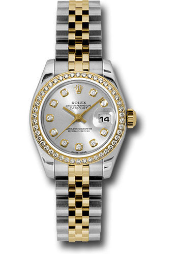 Rolex Lady Datejust Silver Diamond Dial Steel and 18K Yellow Gold Automatic Watch #179383SDJ - Watches of America