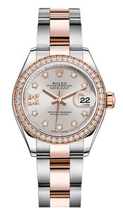 Rolex Lady Datejust Sundust Diamond Dial Automatic Steel and 18ct Everose Gold Oyster Watch #279381SNRDO - Watches of America