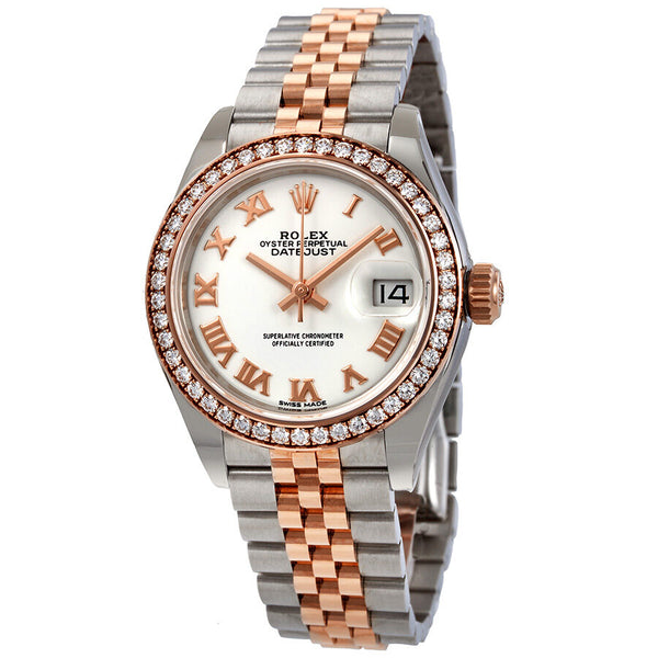 Rolex Lady Datejust White Dial Automatic Ladies Steel and 18K Everose Gold Jubilee Watch #279381WRJ - Watches of America