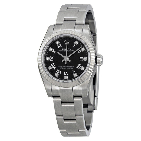 Rolex Lady Oyster Perpetual 26 Black Dial Stainless Steel Oyster Bracelet Automatic Watch #176234BKRDO - Watches of America