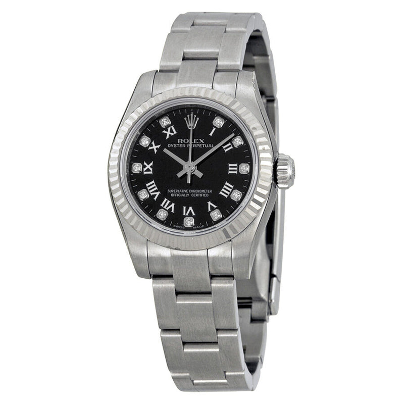 Rolex Lady Oyster Perpetual 26 Black Dial Stainless Steel Oyster Bracelet Automatic Watch #176234BKRDO - Watches of America