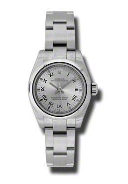 Rolex Lady Oyster Perpetual 26 Rhodium Dial Stainless Steel Oyster Bracelet Automatic Watch #176200RRO - Watches of America