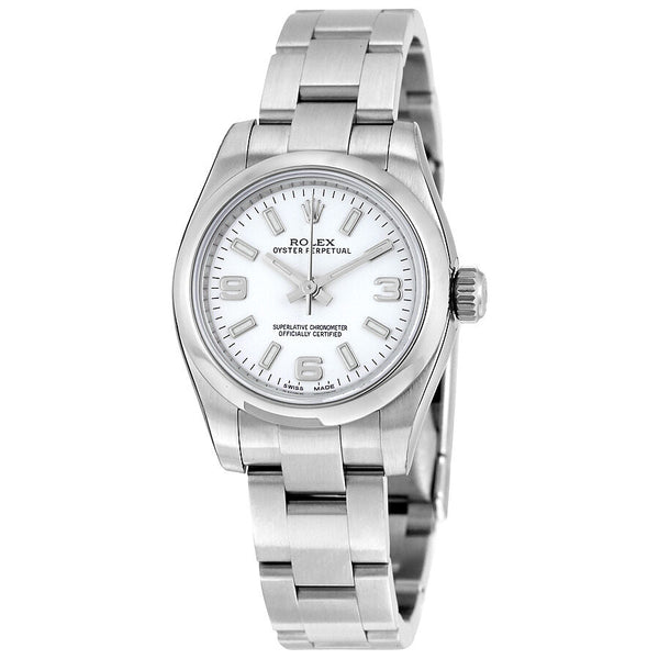 Rolex Lady Oyster Perpetual 26 White Dial Stainless Steel Oyster Bracelet Automatic Watch #176200WASO - Watches of America