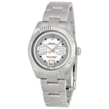 Rolex No Date Silver Dial Oversized Arabic Markers 18k White Gold Fluted Bezel Unisex Watch #177234SMAXI - Watches of America