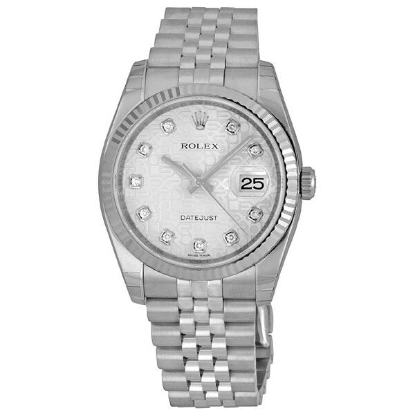 Rolex Oyster Perpetual 36 mm Silver Dial Stainless Steel Jubilee Bracelet Automatic Men's Watch #116234SJDJ - Watches of America