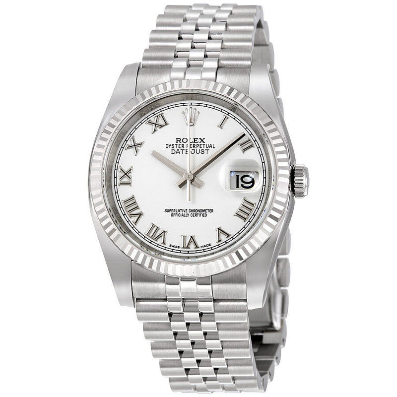 Rolex Oyster Perpetual 36 mm White Dial Stainless Steel Jubilee Bracelet Automatic Men's Watch #116234WRJ - Watches of America
