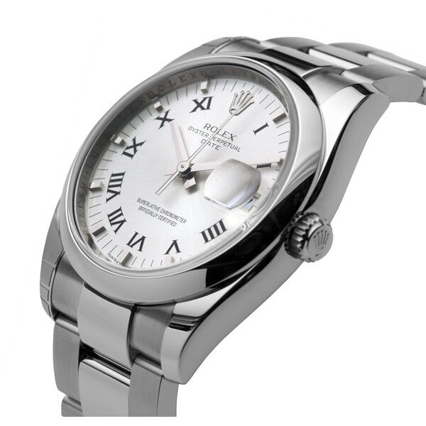 Rolex Oyster Perpetual Date 34 Silver Dial Stainless Steel Bracelet Automatic Men's Watch #115200SRO - Watches of America #3