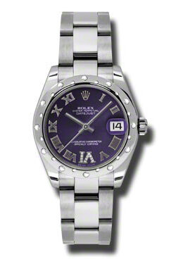 Rolex Oyster Perpetual Datejust 31 Purple Dial Stainless Steel Bracelet Automatic Ladies Watch #178344PRDO - Watches of America