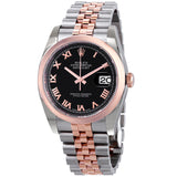 Rolex Oyster Perpetual Datejust 36 Black Dial Stainless Steel and 18K Everose Gold Jubilee Bracelet Automatic Men's Watch #116201BKRJ - Watches of America