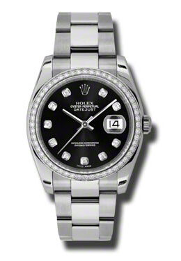 Rolex Oyster Perpetual Datejust 36 Black Dial Stainless Steel Bracelet Automatic Ladies Watch #116244BKDO - Watches of America