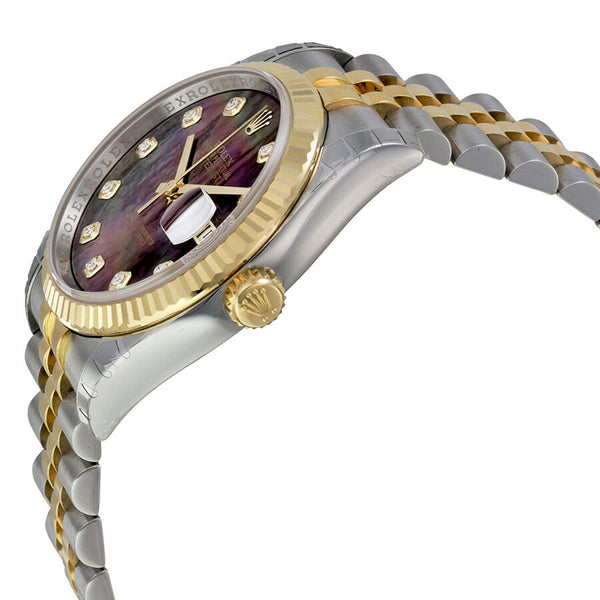 Rolex Oyster Perpetual Datejust 36 Black Mother of Pearl Dial Stainless Steel and 18K Yellow Gold Jubilee Bracelet Automatic Men's Watch #116233BKMDJ - Watches of America #2