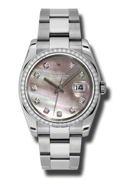 Rolex Oyster Perpetual Datejust 36 Black Mother of Pearl Dial Stainless Steel Bracelet Automatic Ladies Watch #116244BKMDO - Watches of America