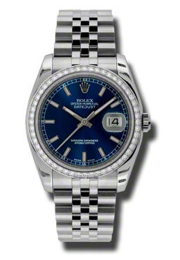 Rolex Oyster Perpetual Datejust 36 Blue Dial Stainless Steel Jubilee Bracelet Automatic Men's Watch #116244BLSJ - Watches of America