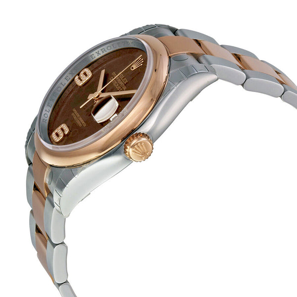 Rolex Oyster Perpetual Datejust 36 Brown Floral Dial Stainless Steel and 18K Everose Gold Bracelet Automatic Ladies Watch #116201BRFDAO - Watches of America #2