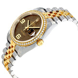 Rolex Oyster Perpetual Datejust 36 Brown Floral Dial Stainless Steel and 18K Yellow Gold Jubilee Bracelet Automatic Ladies Watch #116243BRFAJ - Watches of America #2