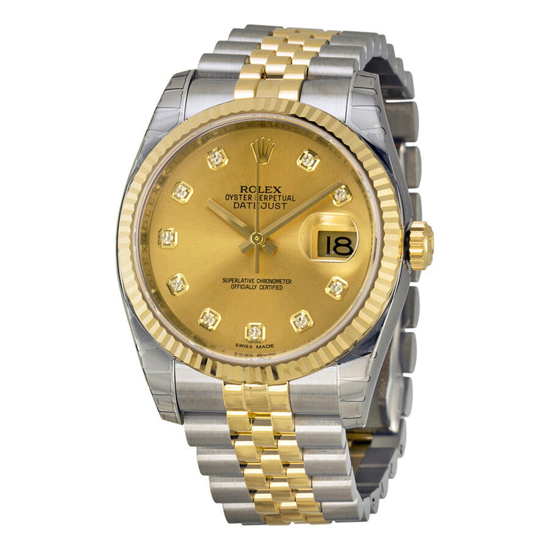 Rolex Oyster Perpetual Datejust 36 Champagne Dial Stainless Steel and 18K Yellow Gold Jubilee Bracelet Automatic Men's Watch 116233CDJ#116233-CDJ - Watches of America