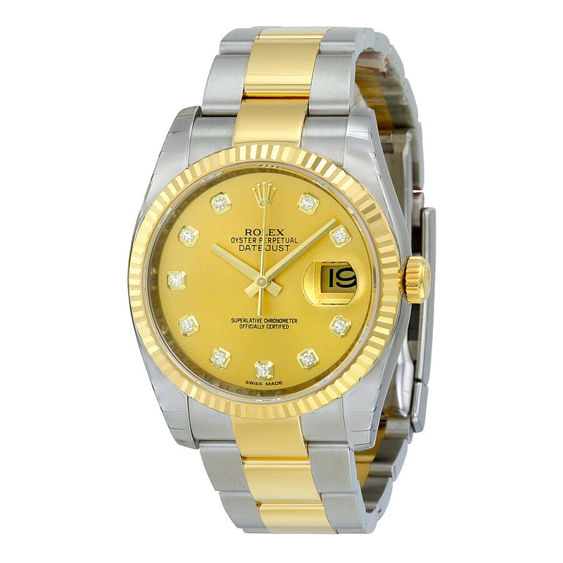 Rolex Oyster Perpetual Datejust 36 Champagne Dial Stainless Steel and 18K Yellow Gold Bracelet Automatic Men's Watch #116233CDO - Watches of America