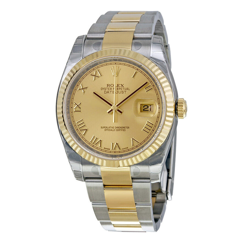 Rolex Oyster Perpetual Datejust 36 Champagne Dial Stainless Steel and 18K Yellow Gold Bracelet Automatic Men's Watch #116233CRO - Watches of America