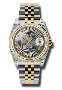 Rolex Oyster Perpetual Datejust 36 Grey Dial Stainless Steel and 18K Yellow Gold Jubilee Bracelet Automatic Ladies Watch #116243GSBRJ - Watches of America