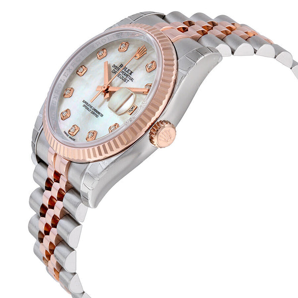 Rolex Oyster Perpetual Datejust 36 Mother of Pearl Dial Stainless Steel and 18K Everose Gold Jubilee Bracelet Automatic Men's Watch #116231MDJ - Watches of America #2