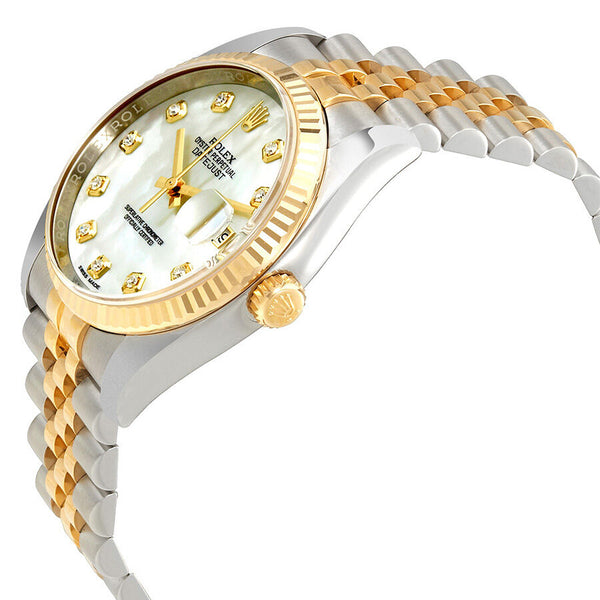 Rolex Oyster Perpetual Datejust 36 Mother of Pearl Dial Stainless Steel and 18K Yellow Gold Jubilee Bracelet Automatic Men's Watch #116233MDJ - Watches of America #2
