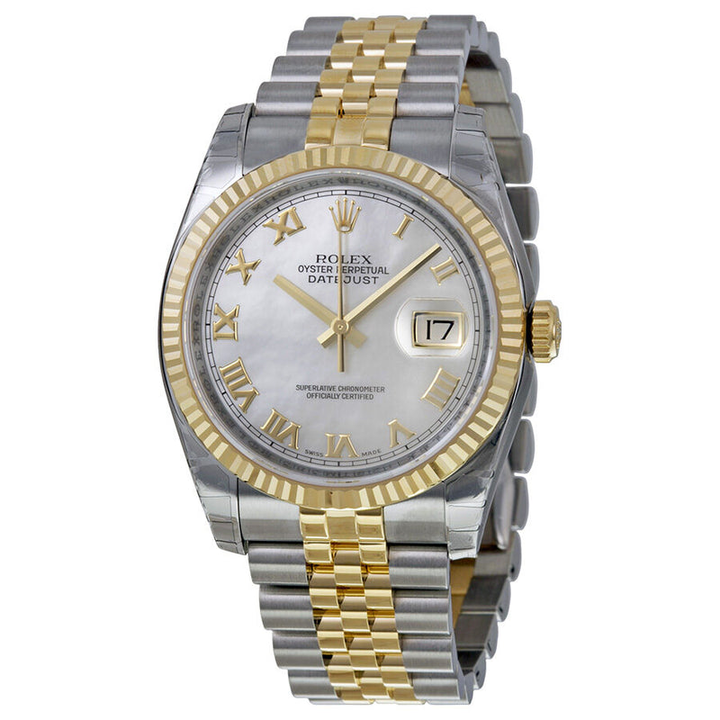 Rolex Oyster Perpetual Datejust 36 Mother of Pearl Dial Stainless Steel and 18K Yellow Gold Jubilee Bracelet Automatic Men's Watch #116233MRJ - Watches of America