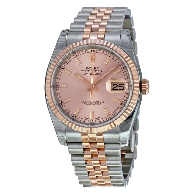 Rolex Oyster Perpetual Datejust 36 Pink Champagne Dial Stainless Steel and 18K Everose Gold Jubilee Bracelet Automatic Ladies Watch #116231PSJ - Watches of America