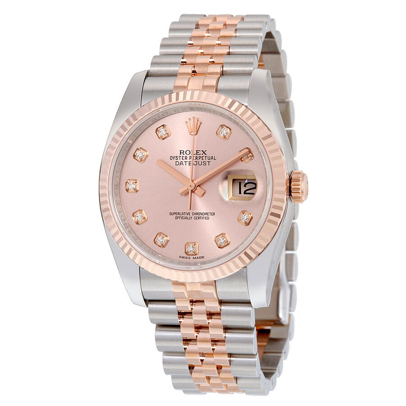 Rolex Oyster Perpetual Datejust 36 Rose Dial Stainless Steel and 18K Everose Gold Jubilee Bracelet Automatic Men's Watch #116231PDJ - Watches of America