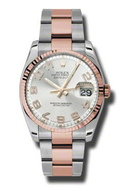 Rolex Oyster Perpetual Datejust 36 Silver Concentric Dial Stainless Steel and 18K Everose Gold Bracelet Automatic Men's Watch #116231SCAO - Watches of America