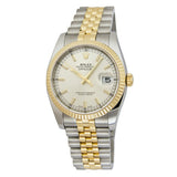 Rolex Oyster Perpetual Datejust 36 Silver Dial Stainless Steel and 18K Yellow Gold Jubilee Bracelet Automatic Men's Watch #116233SSJ - Watches of America