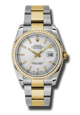 Rolex Oyster Perpetual Datejust 36 Silver Dial Stainless Steel and 18K Yellow Gold Bracelet Automatic Ladies Watch #116243SSO - Watches of America