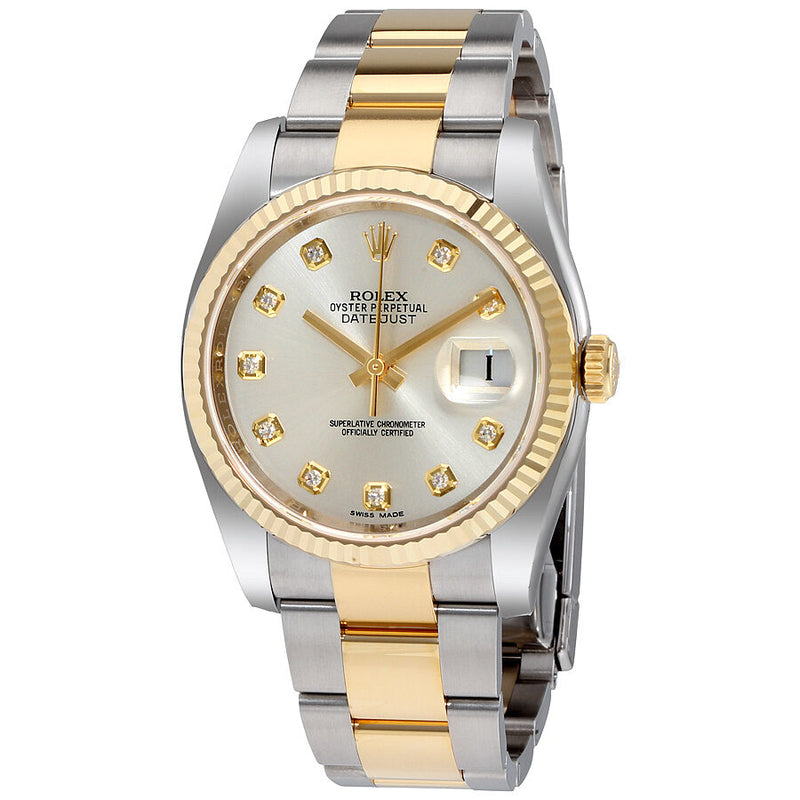 Rolex Oyster Perpetual Datejust 36 Silver Dial Stainless Steel and 18K Yellow Gold Bracelet Automatic Men's Watch #116233SDO - Watches of America