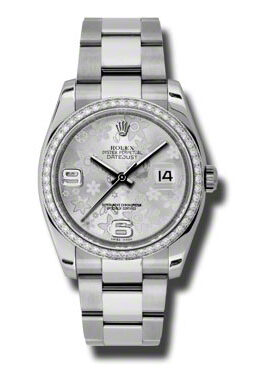 Rolex Oyster Perpetual Datejust 36 Silver Floral Dial Stainless Steel Bracelet Automatic Ladies Watch #116244SFAO - Watches of America